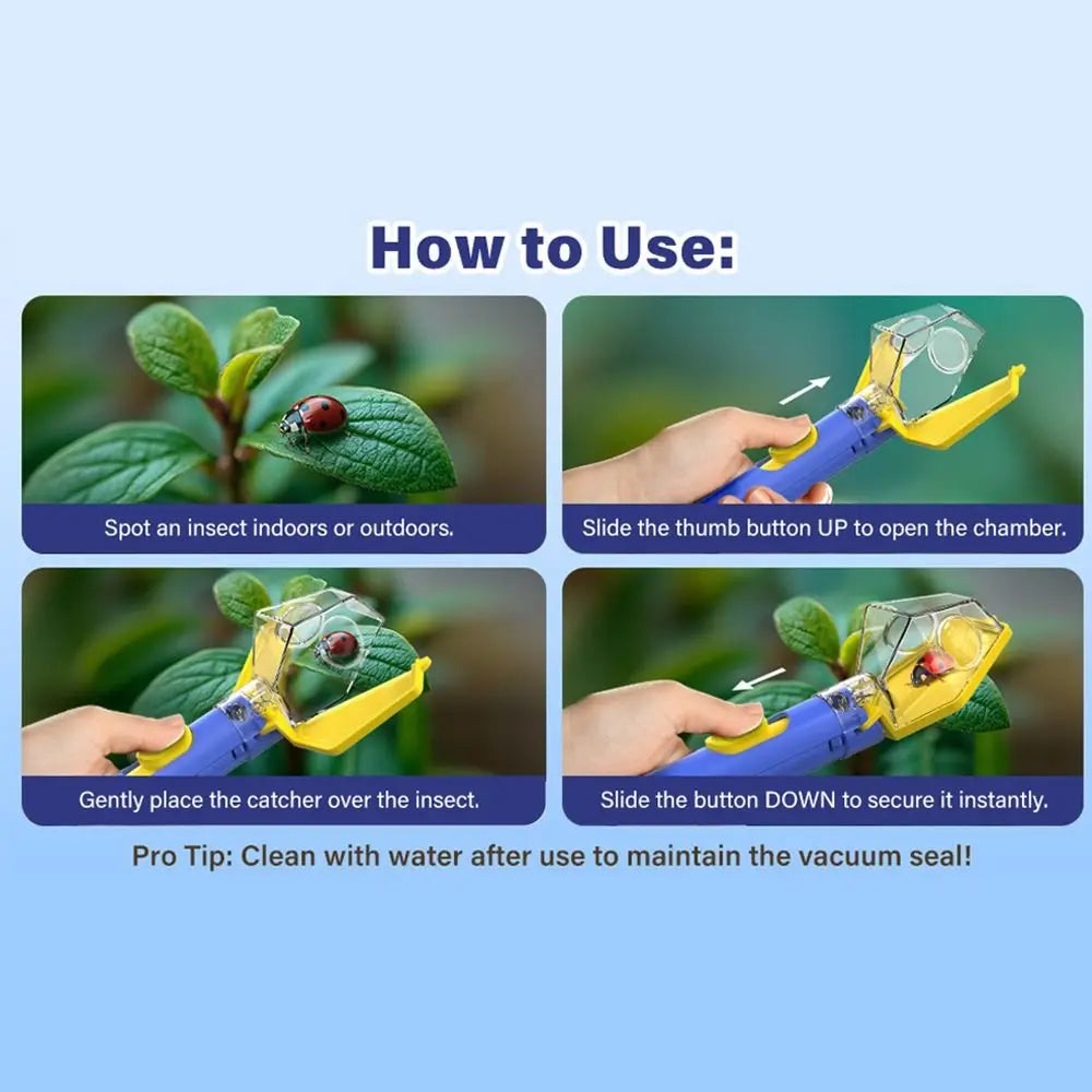 Multifunctional Portable Insect Catcher Safe Release Mechanism Push Type Handheld Insect Trap Comfortable Grip Garden Accessory